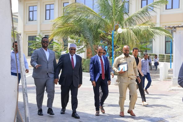 Speaker Sheikh Aden Madoobe inspects new office complex at Somalia’s House of the People.