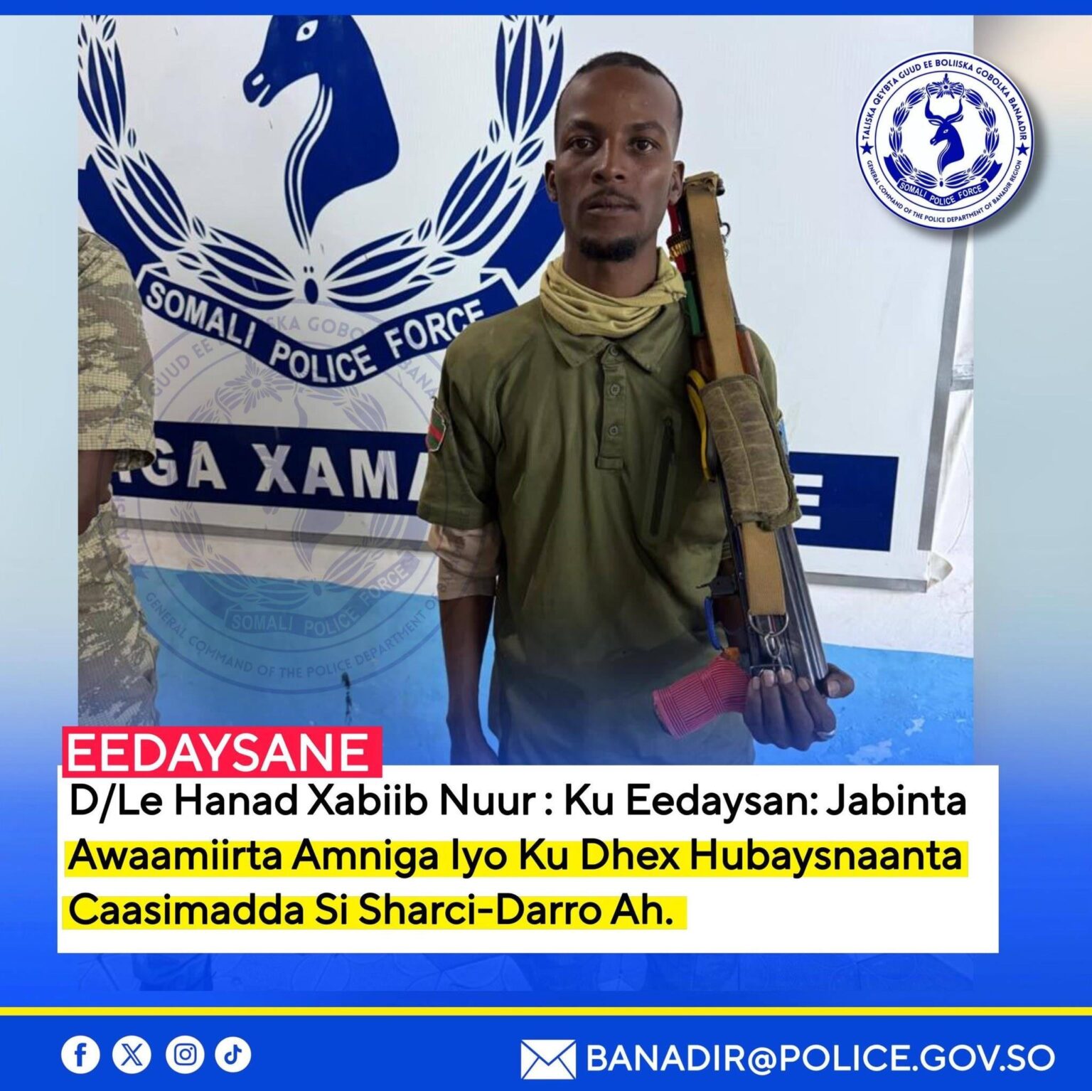 Police Arrest Armed Soldiers for Illegal Weapons Carrying in Mogadishu