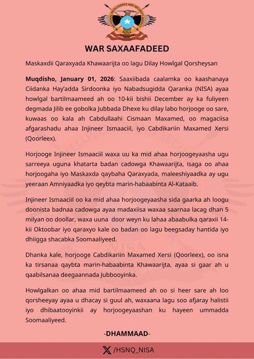 Joint NISA-International Operation Eliminates Top Al-Shabaab Operatives in Jilib