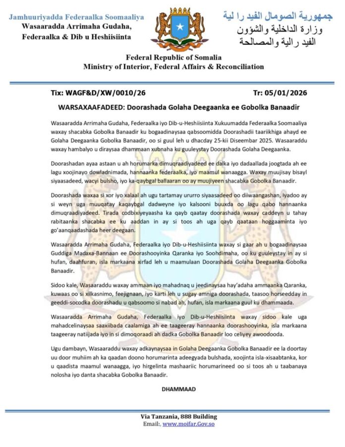 Somalia’s Interior Ministry Hails Successful Banadir Local Council Elections