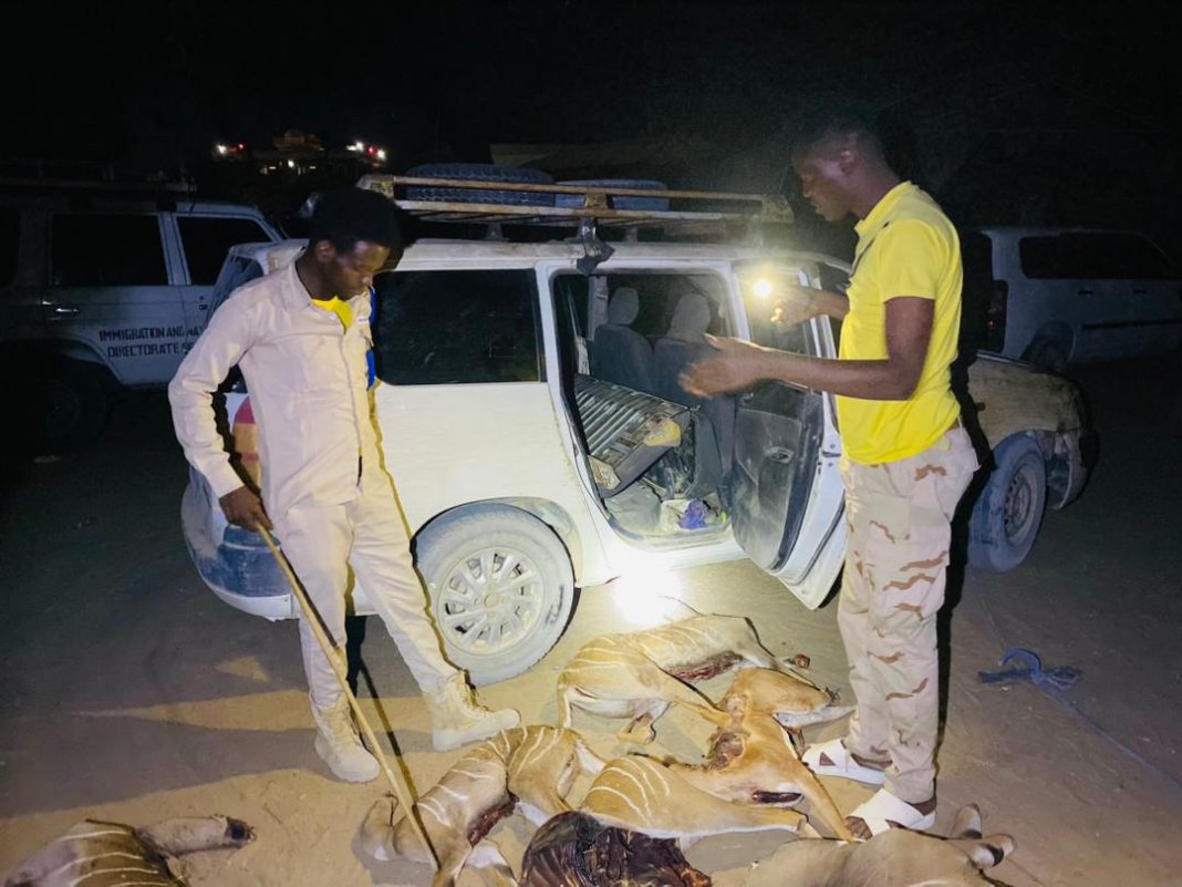Dhobley Police seize illegally hunted wildlife and confiscate vehicles involved in poaching operations.