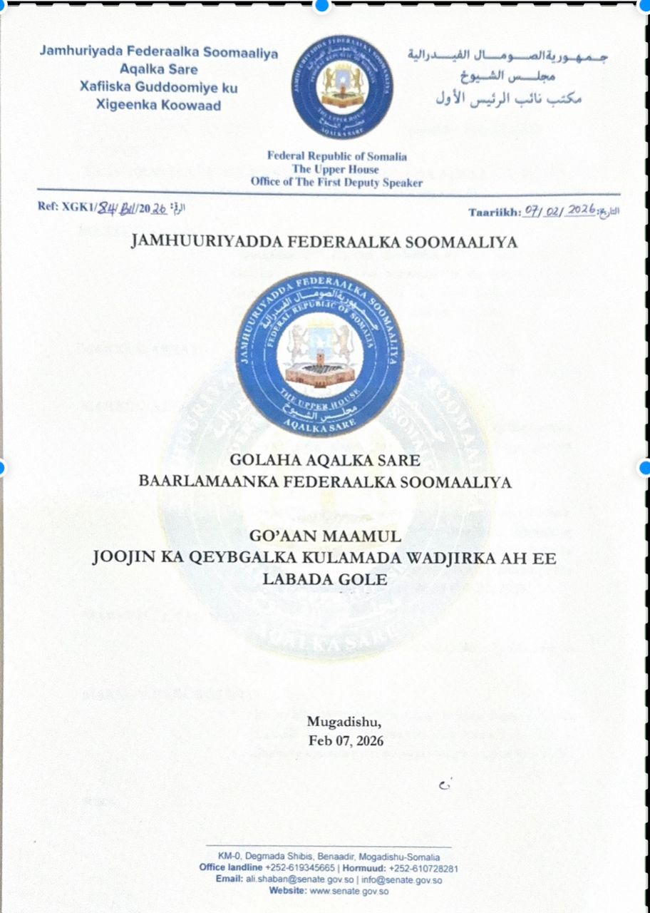 Senate suspends Senator Ibrahim Awgaab Osman from joint parliamentary session