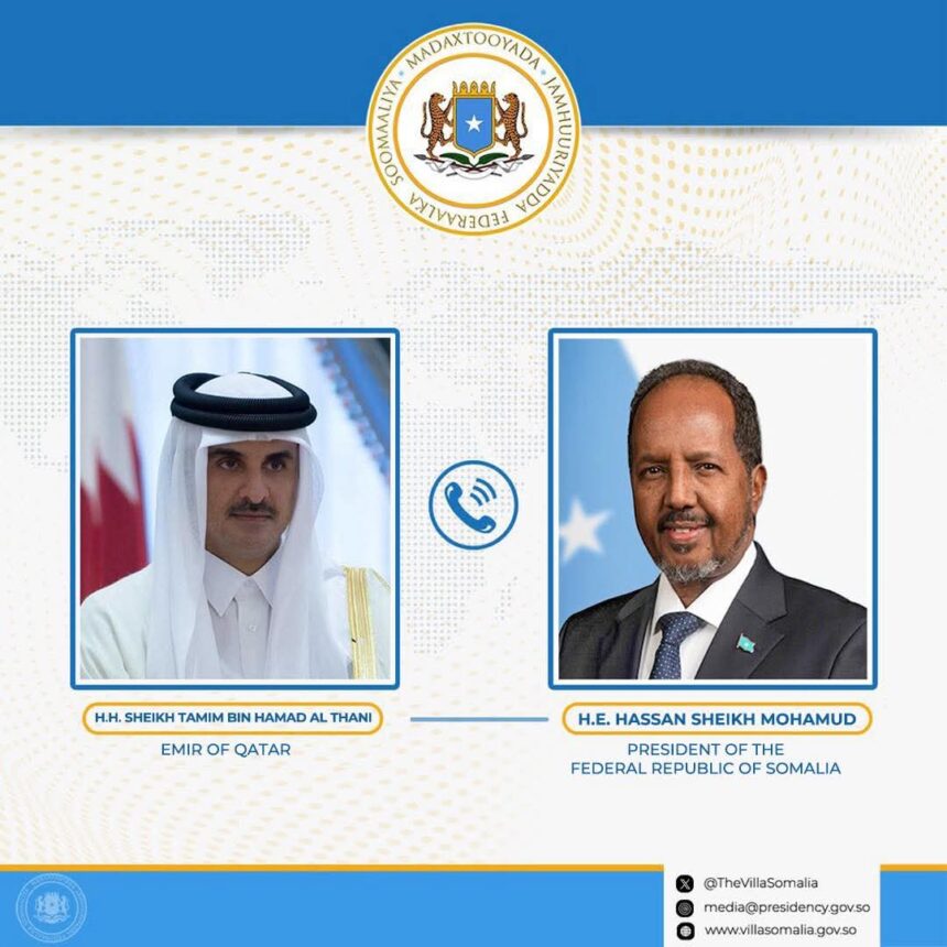 Madaxweyne Xasan Sheekh oo wadahal Teleefanka ah la yeeshay Amiirka dalka Qatar
